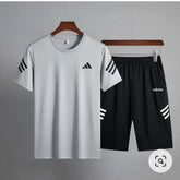 2 Pcs Men's Micro Printed Track Suit